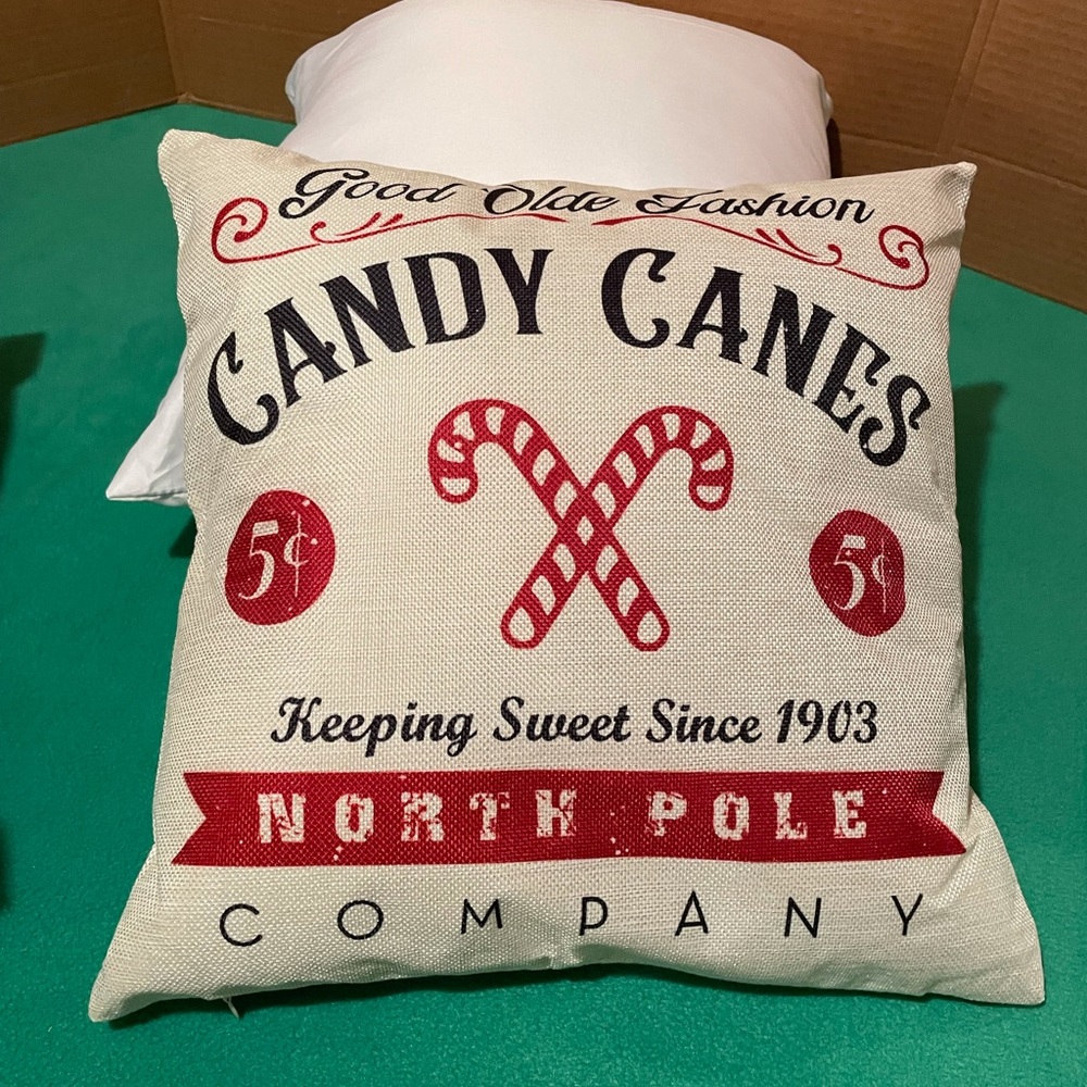 Candy Canes Christmas throw pillow